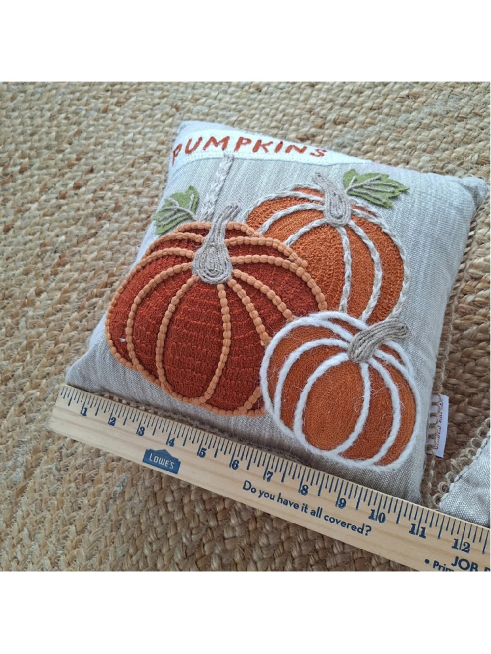 Set Of Two GILDED MAPLE Pumpkin Decorative Throw Pillows Flax Fall Decor 11X11